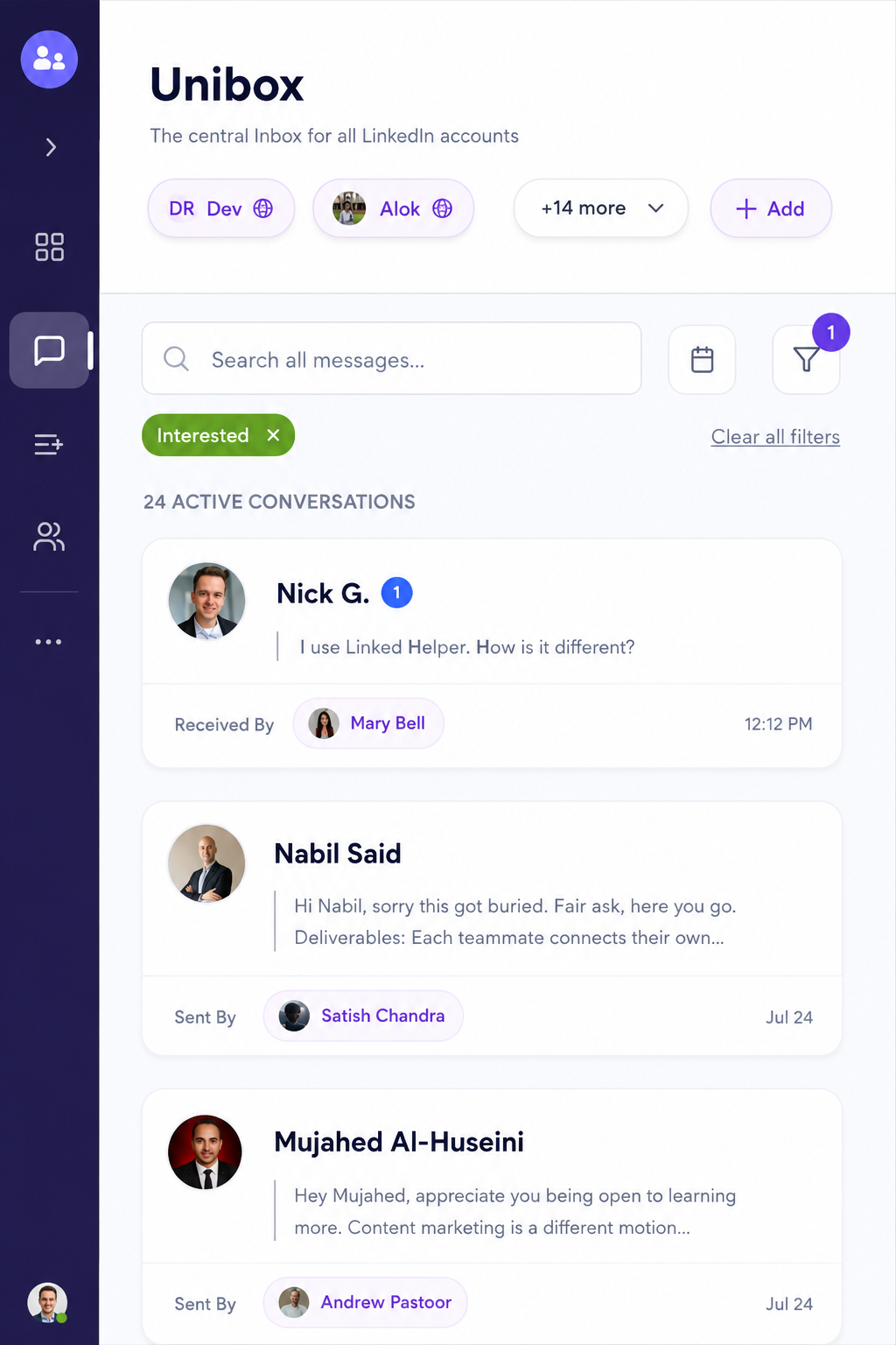 OutFlo Unified Smart Inbox across LinkedIn accounts